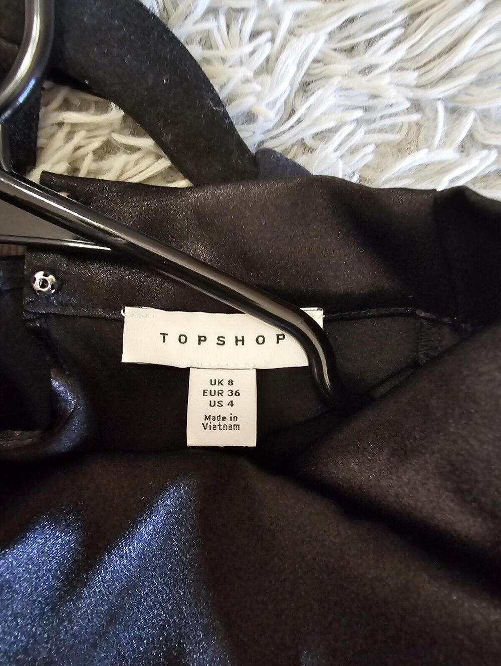 Topshop Black Sleeveless Satin Top, Size US 4 - Picture 2 of 6